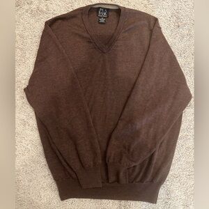 Sweater, Jos A Bank Signature Collection, V-Neck, 100% Merino Wool, brown, XL